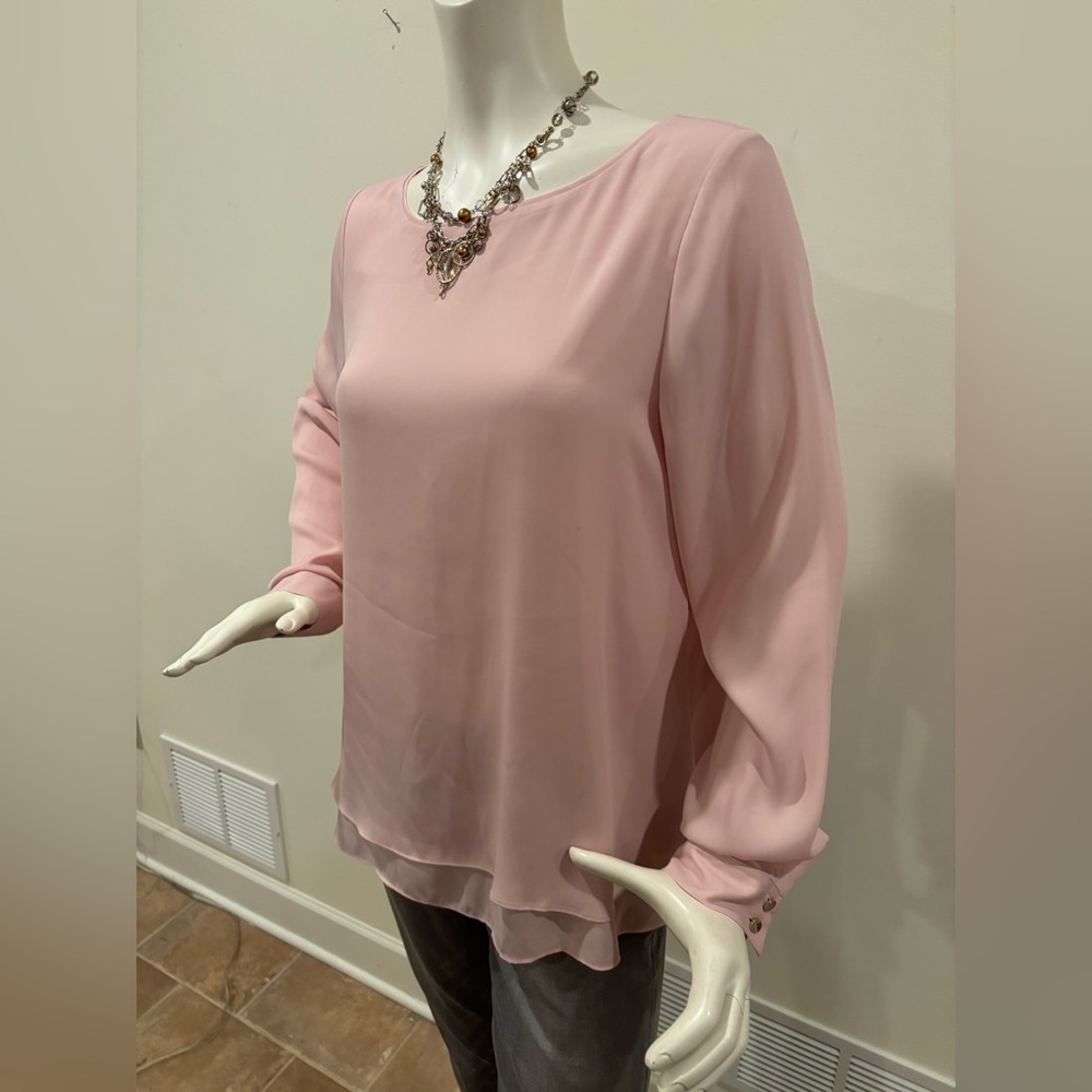 WHBM Dusty Rose Women's Split Back Blouse, size 10 - Picture 15 of 16